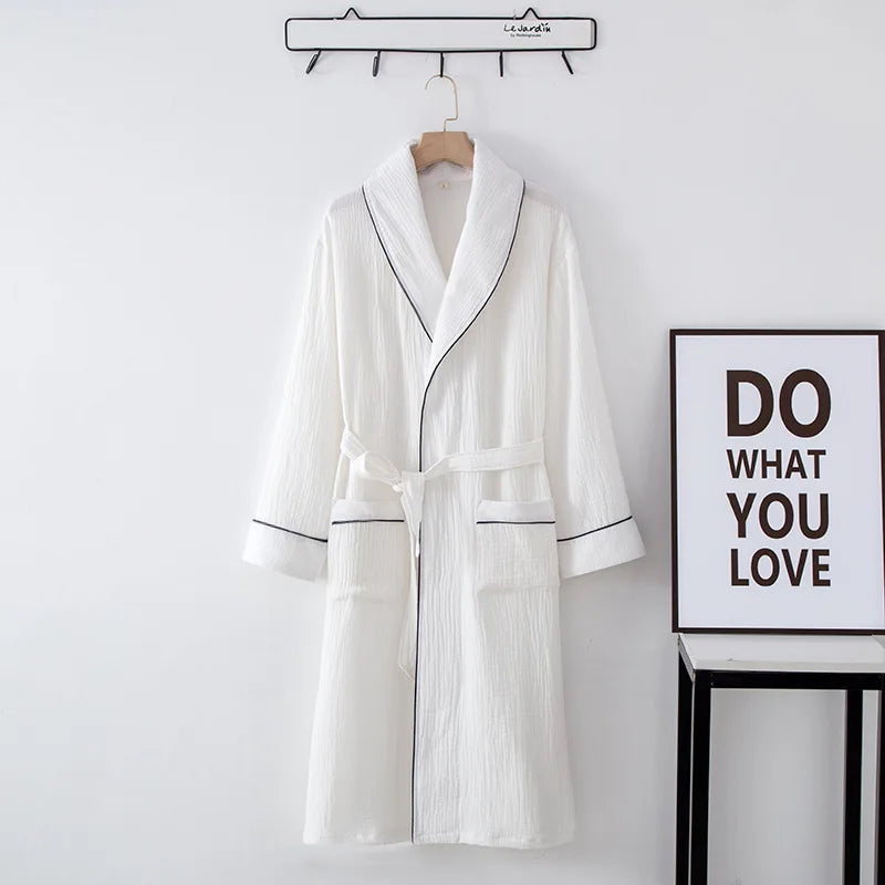 SoraLinen Summer Cotton Bathrobe – Light Japanese-Inspired Robe for Calm Living