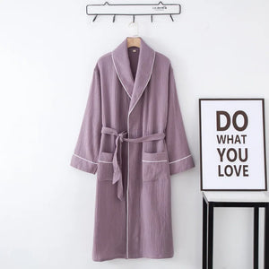 SoraLinen Summer Cotton Bathrobe – Light Japanese-Inspired Robe for Calm Living