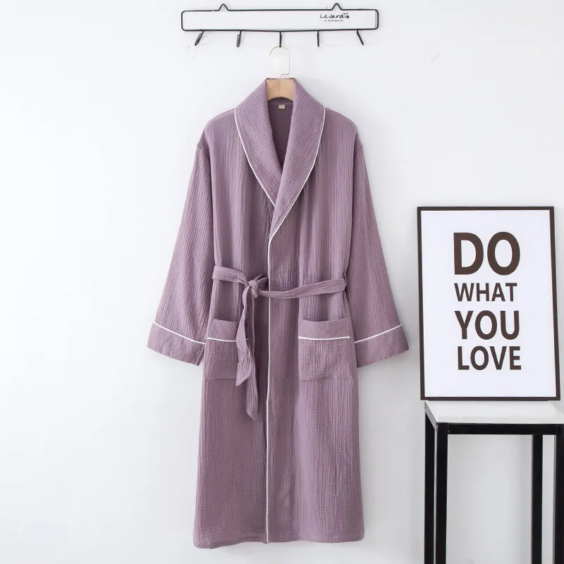 SoraLinen Summer Cotton Bathrobe – Light Japanese-Inspired Robe for Calm Living