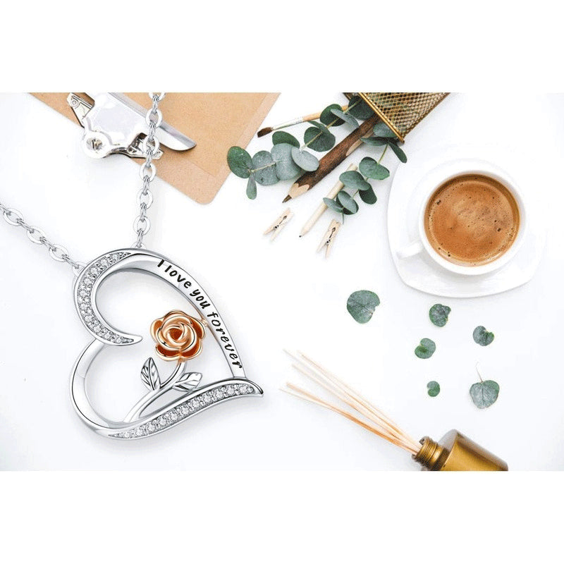 Heart Necklace Rose Flower Gift Box for Girlfriend