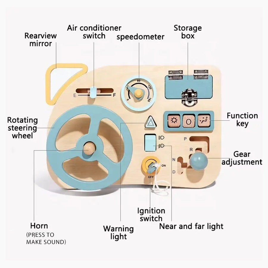 Montessori Steering Wheel Toy for Kids - Interactive Woods™ Adventure Play Steering Wheel for Imaginative Role Play and Motor Skills Development