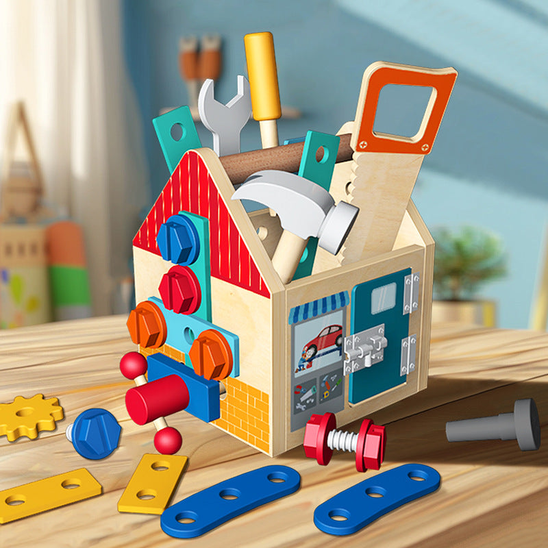 Childrens Wooden Toolbox Set Toy, Develop Real-Life Building Skills & Creative Thinking, Safe for Aged 2+