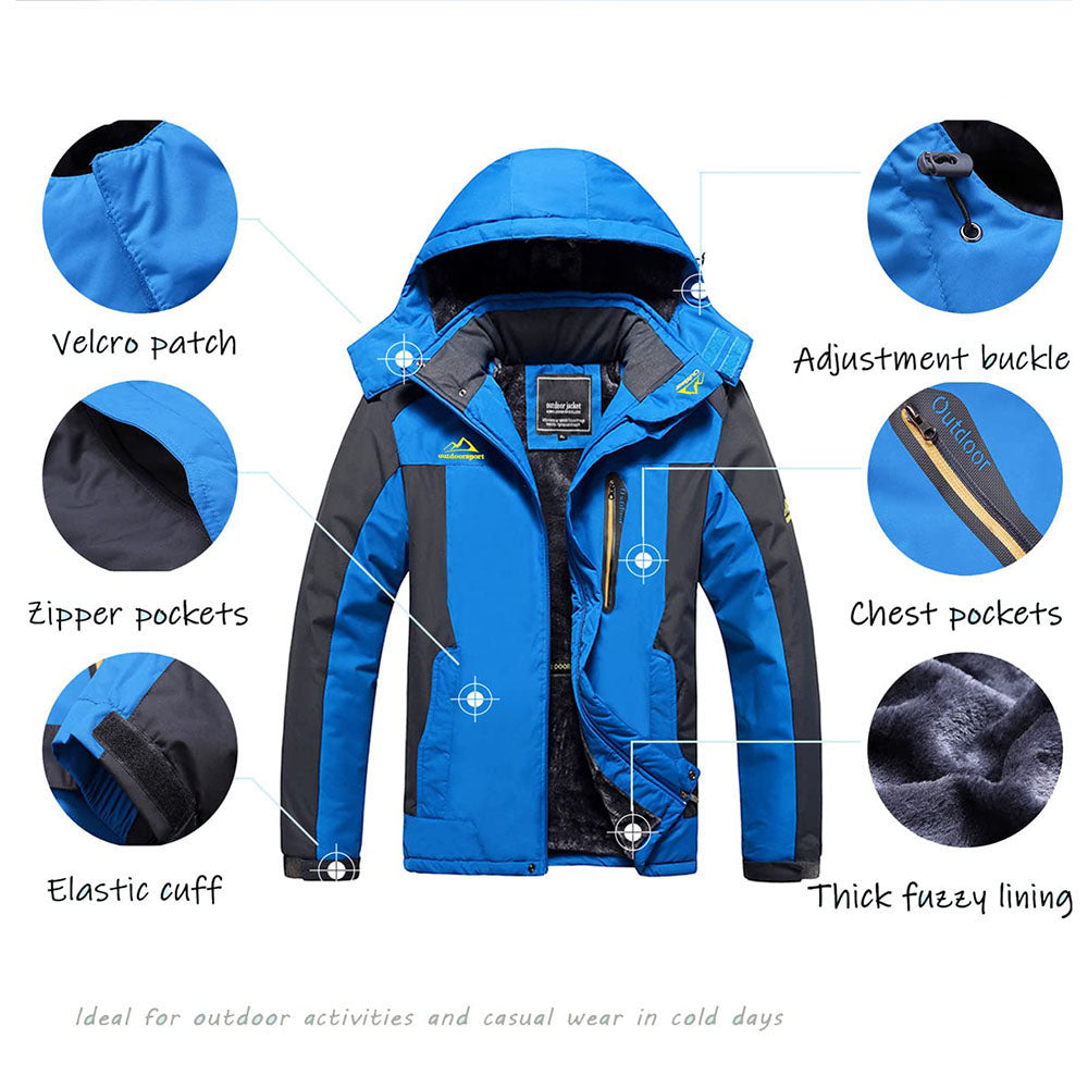 Men's Waterproof Winter Jacket with Adjustable Hood