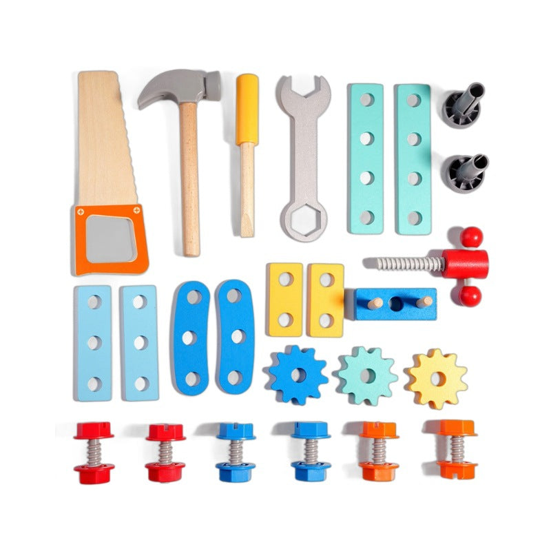 Childrens Wooden Toolbox Set Toy, Develop Real-Life Building Skills & Creative Thinking, Safe for Aged 2+