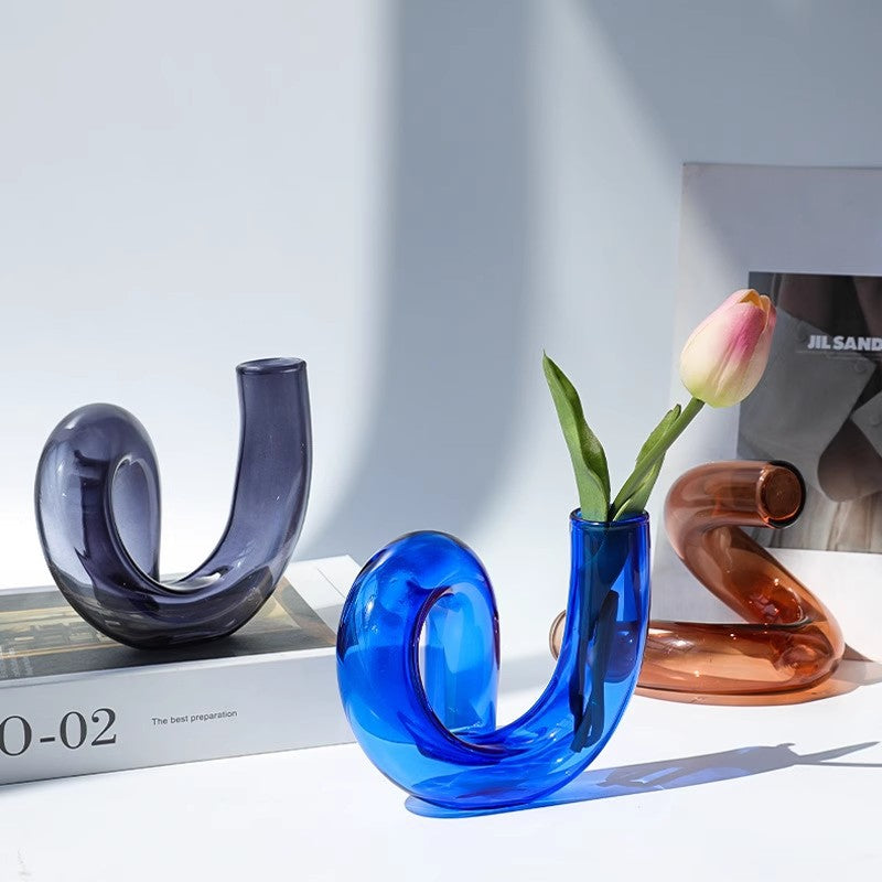 Curved Glass Vase | Modern Wave Design