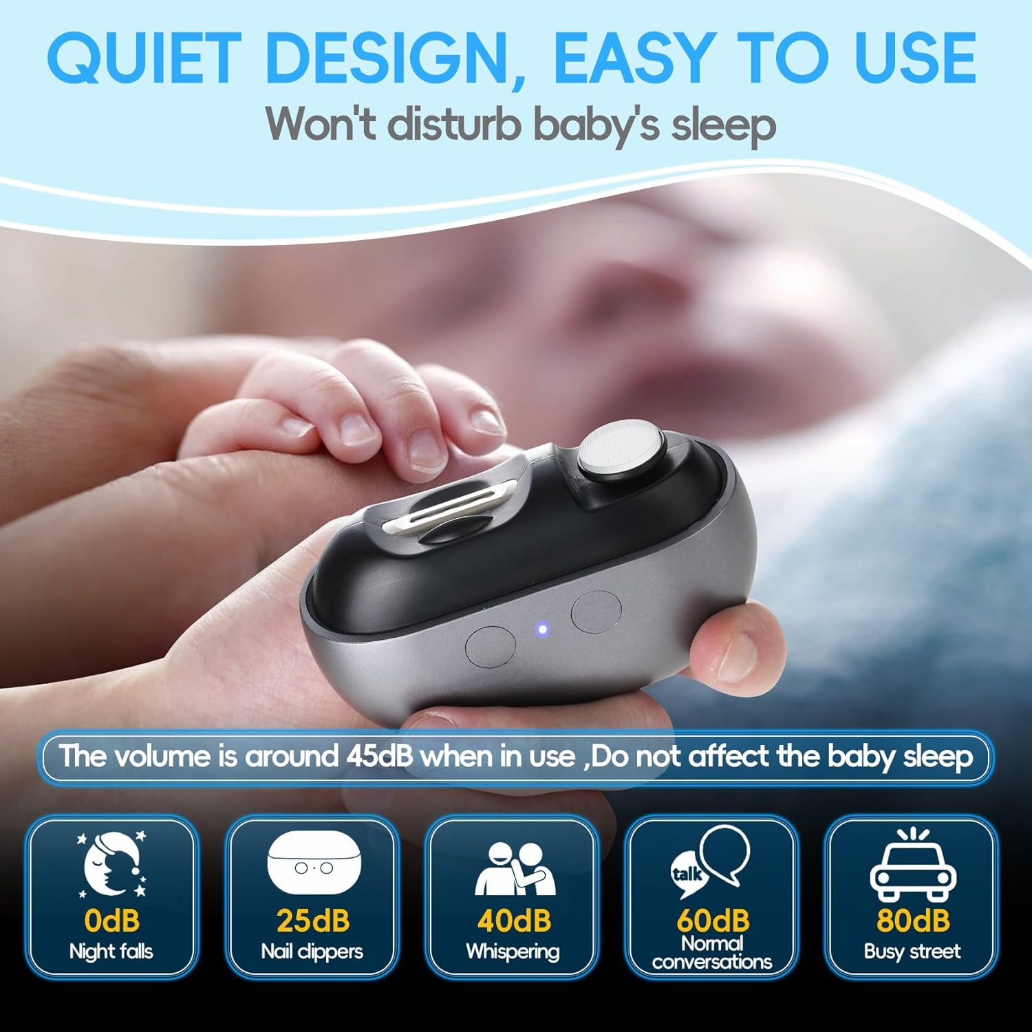 Nail Clipper Electric Smart Toenail Trimmer LED Light