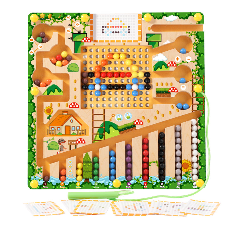 Montessori Magnetic Maze Toy, Develops Counting, Logic & Motor Skills, Safe for Kids Aged 3+