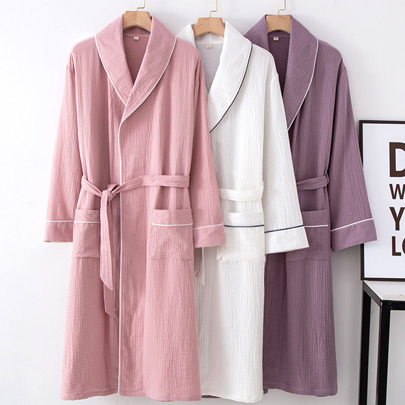 SoraLinen Summer Cotton Bathrobe – Light Japanese-Inspired Robe for Calm Living