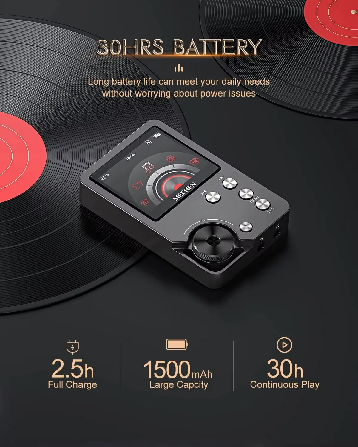 HiFi MP3 Player MECHEN-M30 – Premium Lossless Audio with 64GB Memory Card, Supports up to 256GB