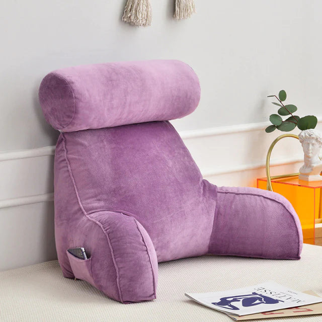 Supportive Reading Pillow with Arms – Plush Crystal Velvet Back Cushion for Bed, Sofa & Office Comfort