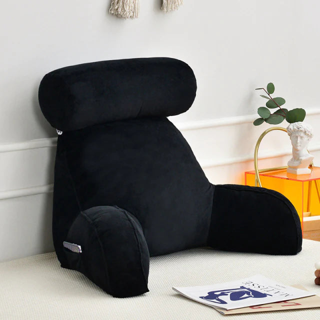 Supportive Reading Pillow with Arms – Plush Crystal Velvet Back Cushion for Bed, Sofa & Office Comfort