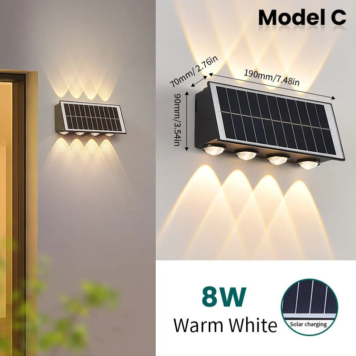 Outdoor Solar LED Wall Light Up and Down Waterproof Garden Lamp