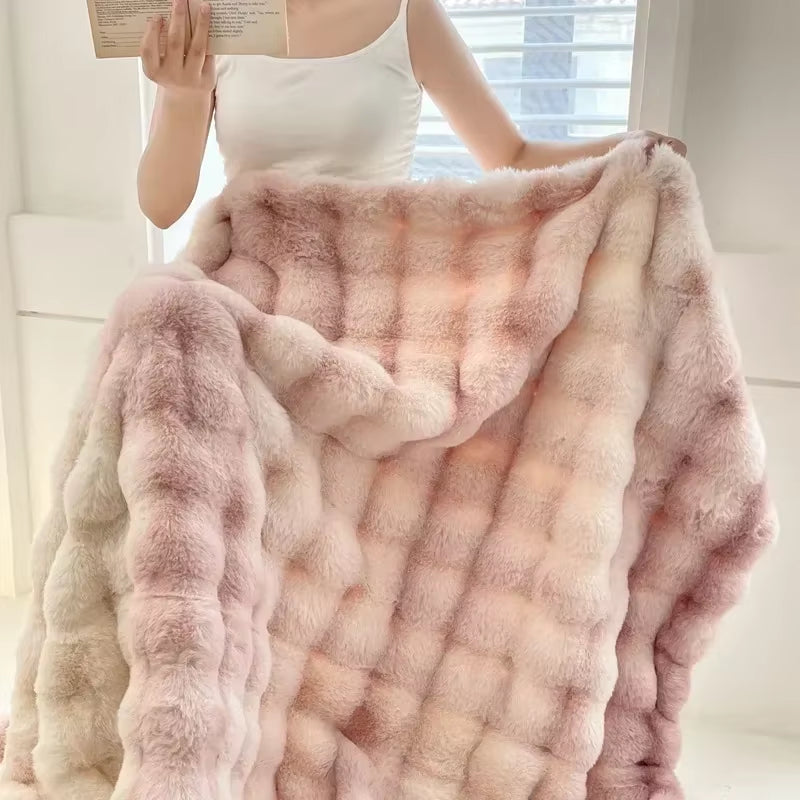 MiraFur Velvet Throw – Ultra-Soft Faux Rabbit Blanket