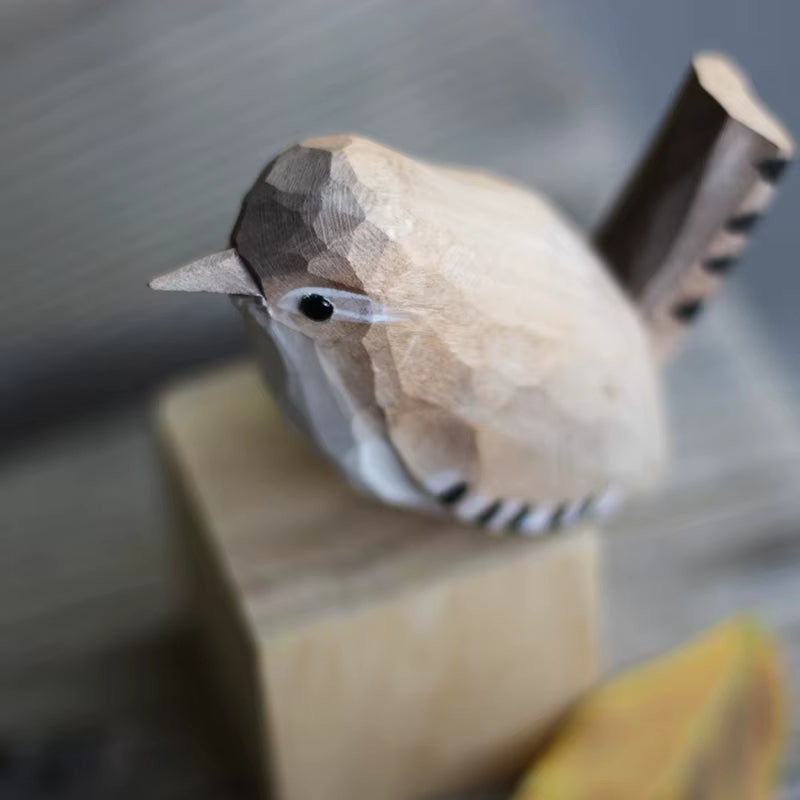 Scandinavian Bird Ornament | Hand-Carved Wooden Robin Design