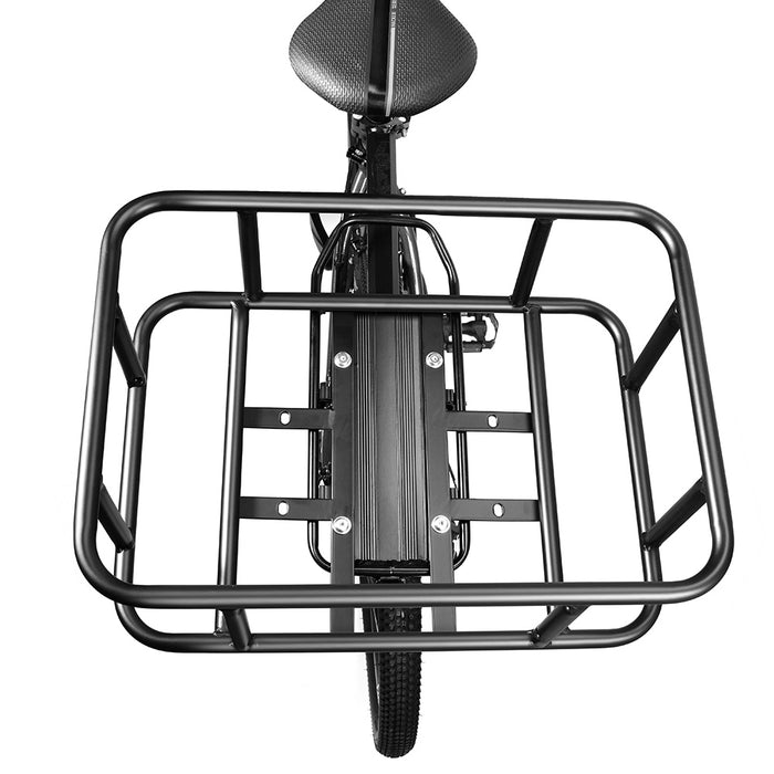 Heavy-Duty Rear Bike Basket with Rack – Large Metal Bicycle Carrier for Groceries, Commutes, and Electric Bike Storage