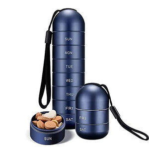Aluminum 7 Days Portable Pill Organizer for Travel, Pill Box Pill Container