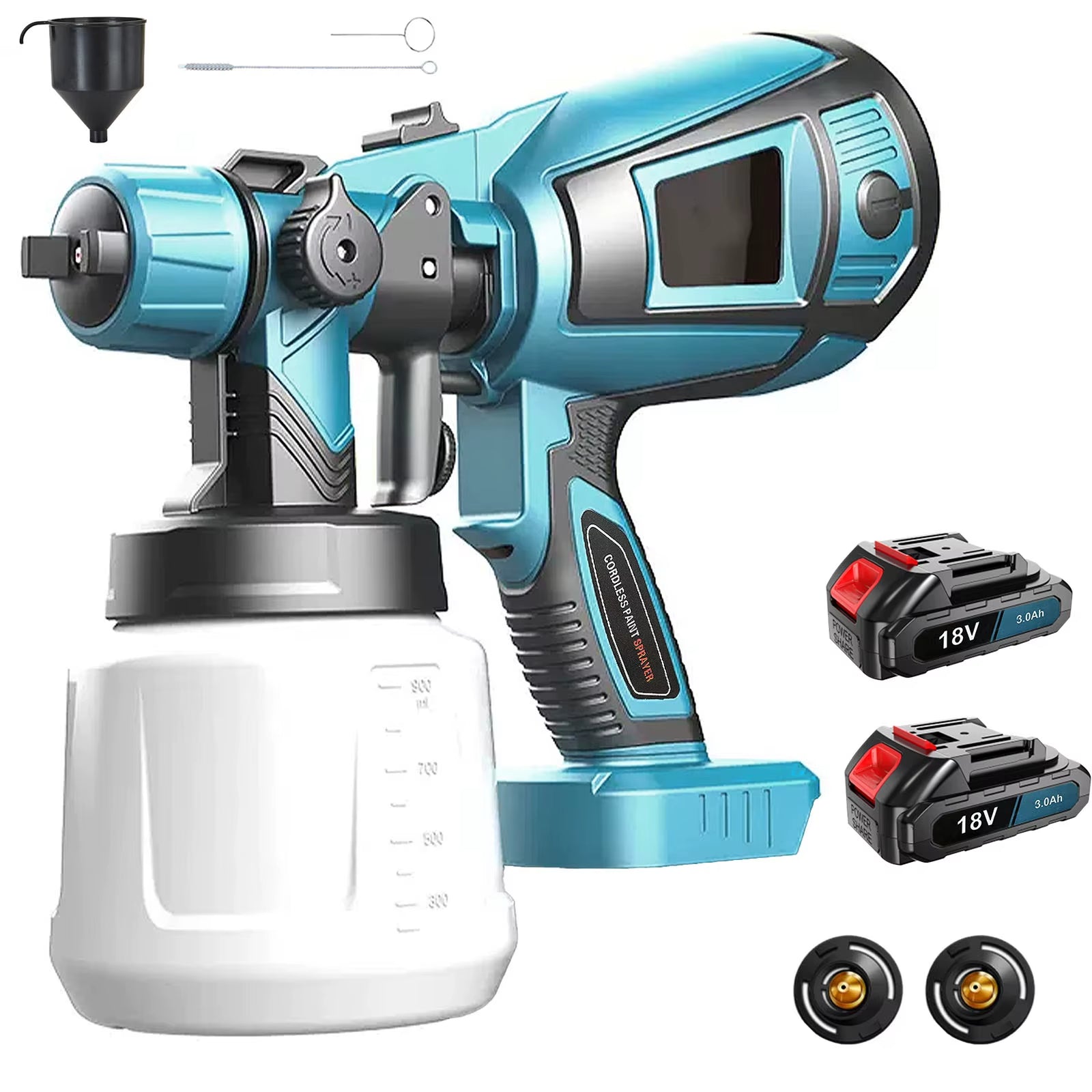 Cordless Paint Sprayer with 2 Batteries