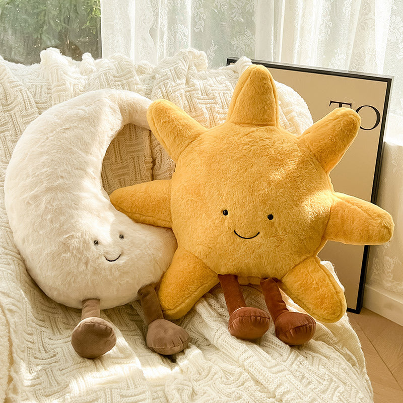 Sun and Moon Plush Pillow | Soft Velvet Cushion for Bedroom & Nursery