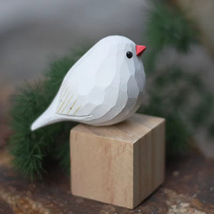 Scandinavian Bird Ornament | Hand-Carved Wooden Robin Design