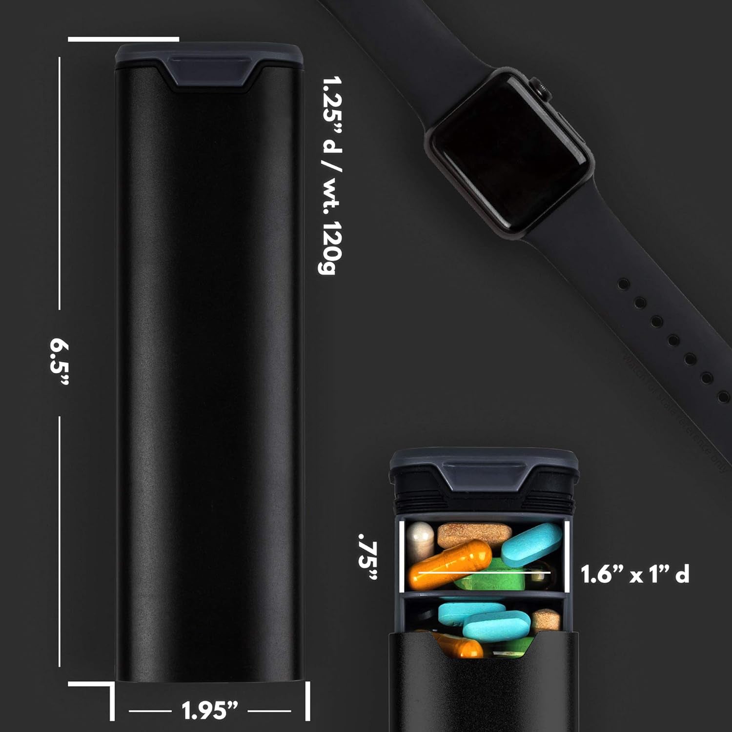 7-Day Pill Box - Stylish Aluminium & Wood Pill Organiser for Vitamins & Medication