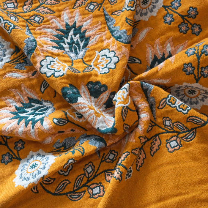 Reversible Nordic Floral Throw Blanket – Stylish Scandinavian Home Blanket in 100% Cotton