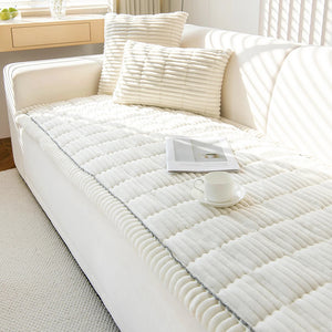 Plush Pleated Edges Sofa Cover