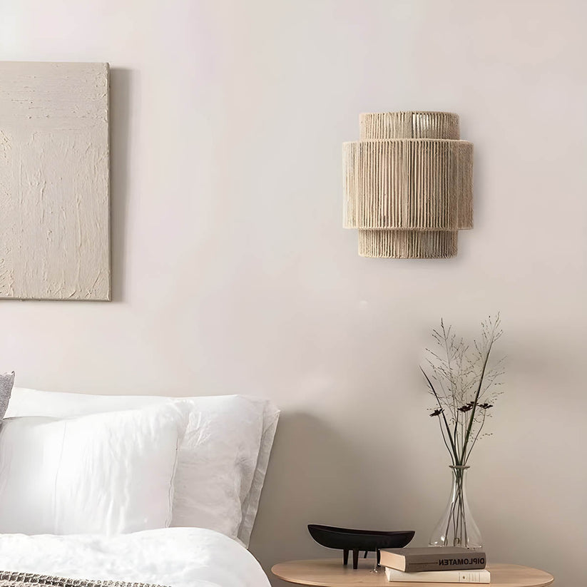 Modern Wall Light with Woven Hemp Rope Design