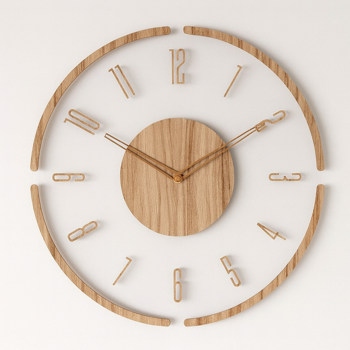Scandinavian Stylish Solid Wood Wall Clock 14 inch
