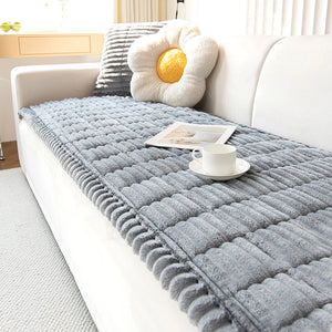 Plush Pleated Edges Sofa Cover