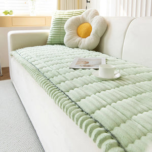 Plush Pleated Edges Sofa Cover