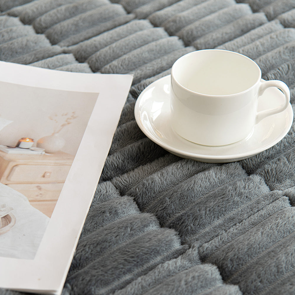 Plush Pleated Edges Sofa Cover