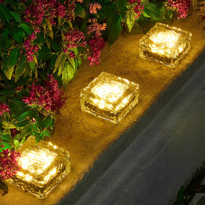 Square Creative Ice Brick LED Waterproof Smart Solar Outdoor Lawn Lights