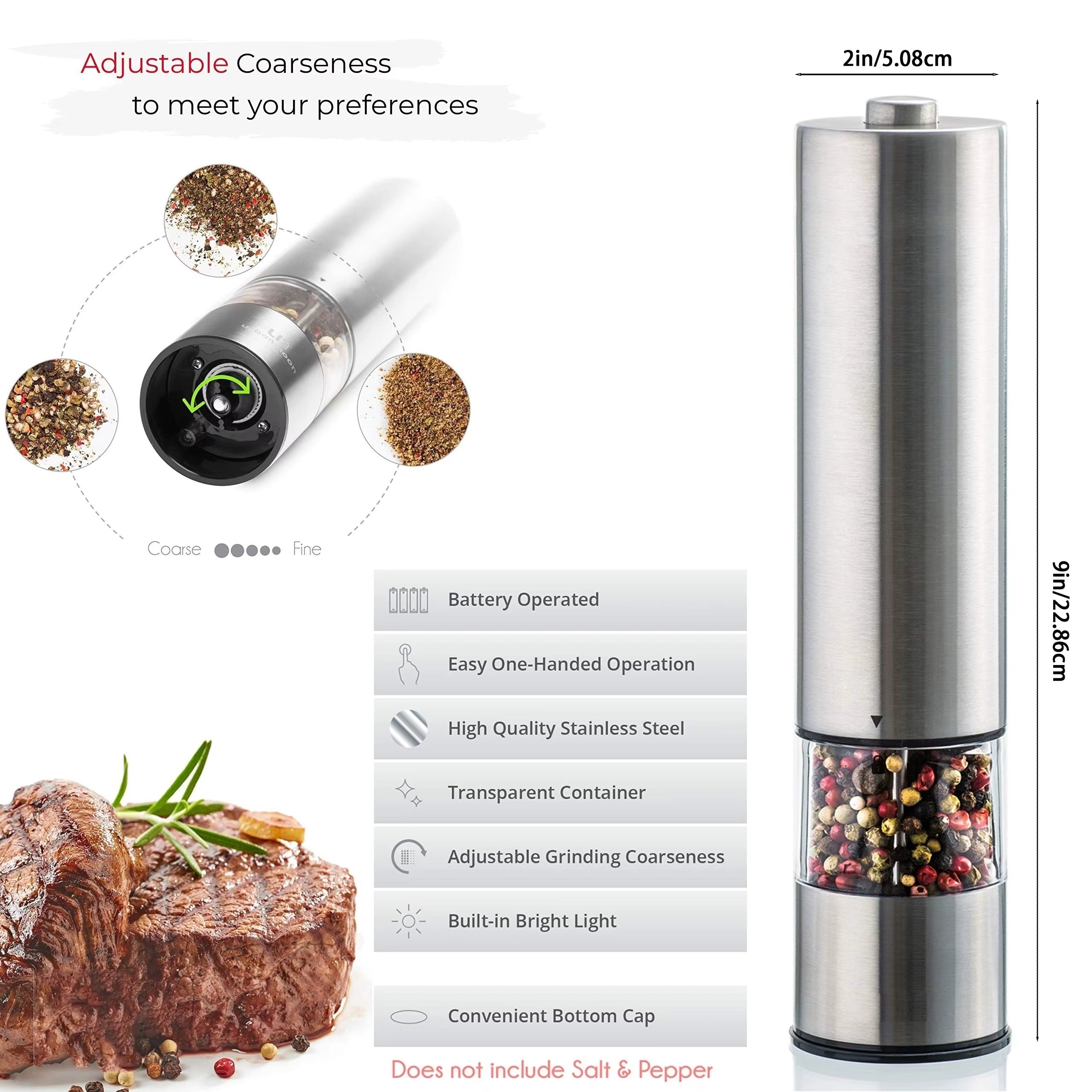 Electric Salt & Pepper Grinder Set