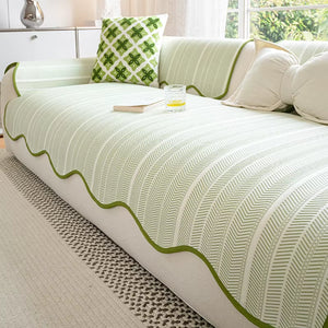 Aurivelle Herringbone Scallop Edge Sofa Cover