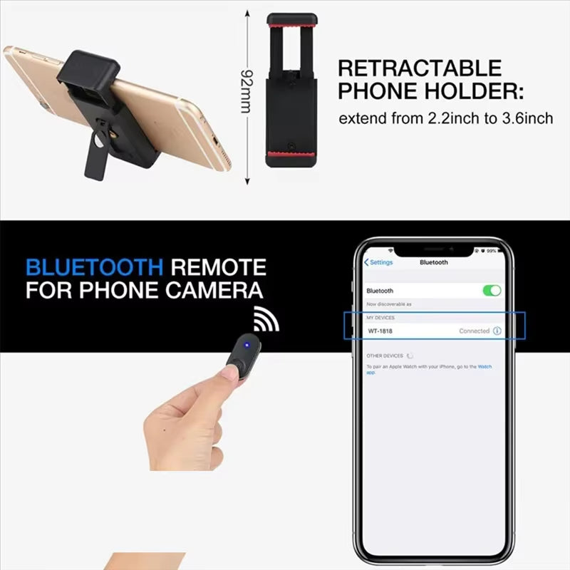 Extendable Phone Tripod with Bluetooth Remote - Versatile Selfie Stick & Stand