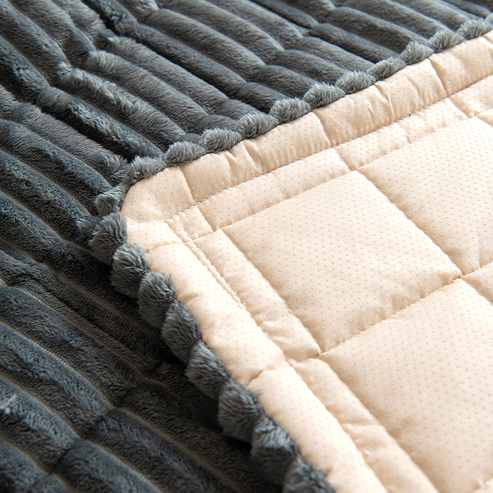 Plush Pleated Edges Sofa Cover