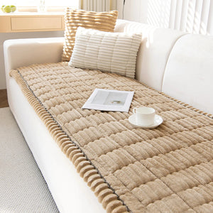 Plush Pleated Edges Sofa Cover