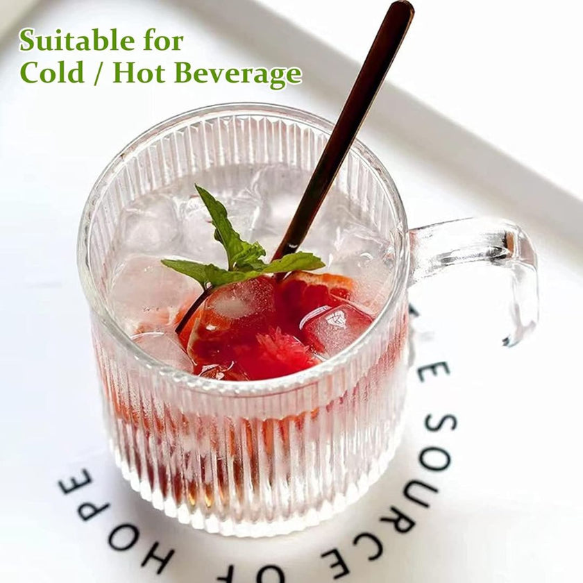 6 PACK Premium Glass Coffee Mugs with Handle