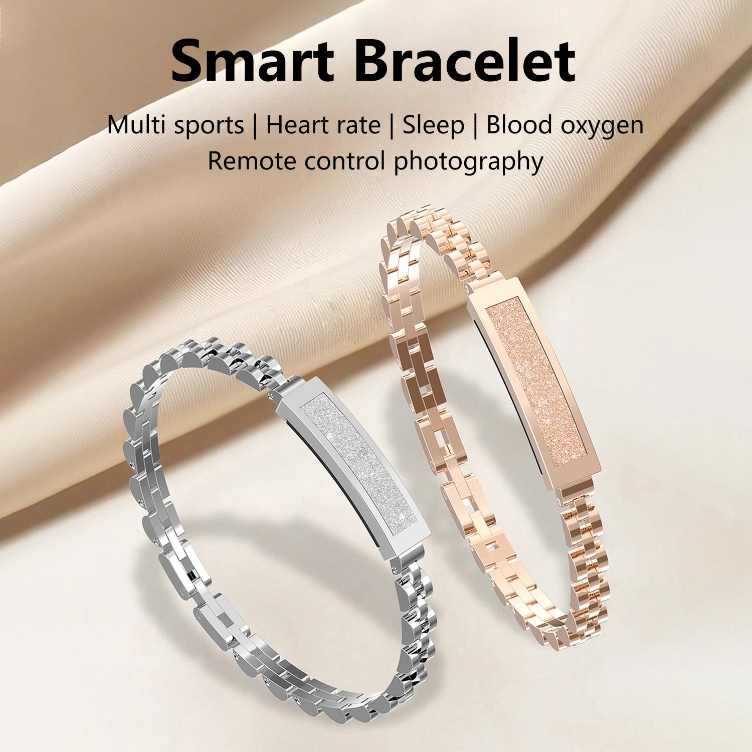 Smart Chain Bracelet for Women – Bluetooth Fitness Tracker with Heart Rate, Blood Oxygen, Sleep Monitor, Multi-Sport Modes & App Sync