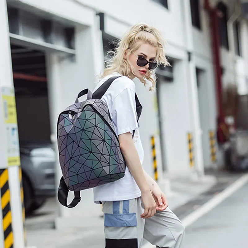 Geometric Women Backpack Luminous Bag