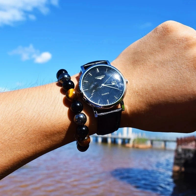 Hand Made Healing Bracelet | Natural Stones; Tiger-Eye, Black Obsidian, Hematite