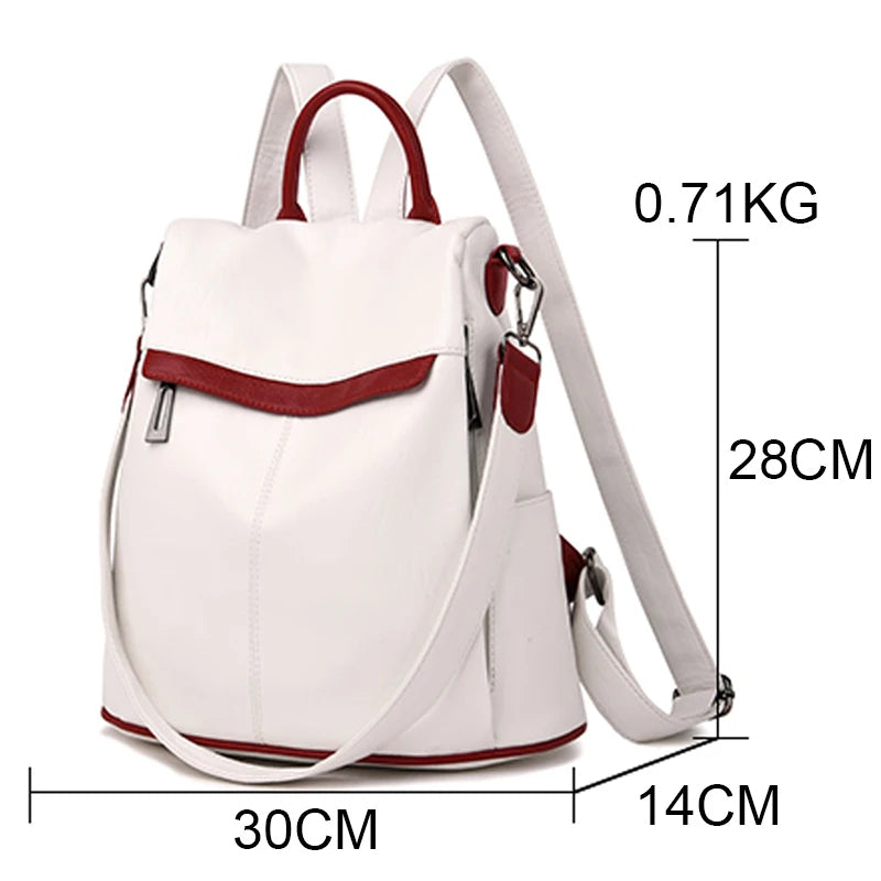 Anti-theft Women Multifunction Leather Backpack