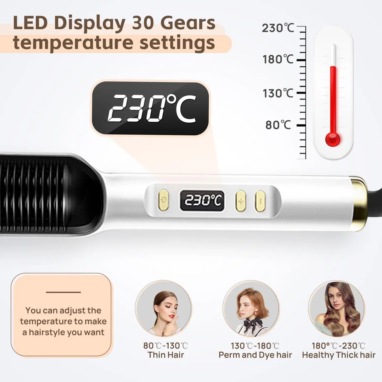 Electric Heat Comb Straightener Curler