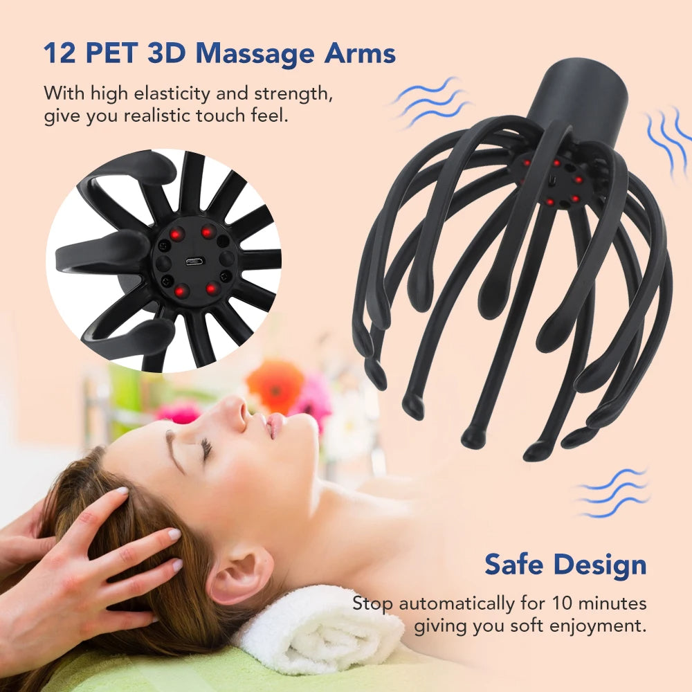 Scalp Massager - Electric, USB Charging, Portable & Rechargeable