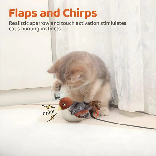 Interactive Sound Bird Cat Toy – Flapping Feather Fun for Indoor Cats