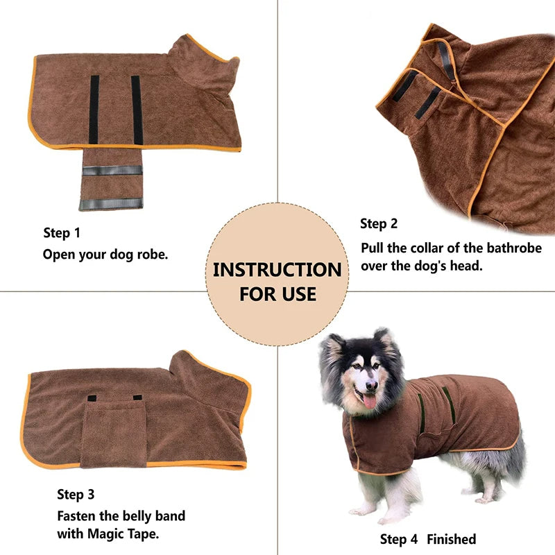 Pet Bathrobe Drying Coat for Dogs of All Sizes