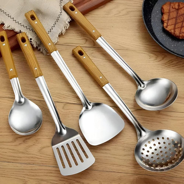 Chefévo – Luxury Kitchen Set of Stainless Steel with Wooden Grip