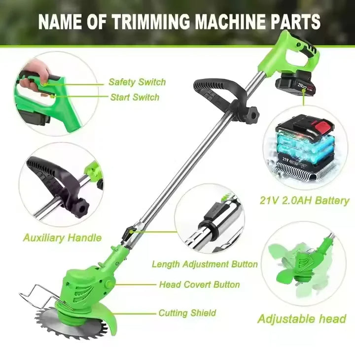 24V Powerful Electric Battery Operated Cordless Grass Trimmer