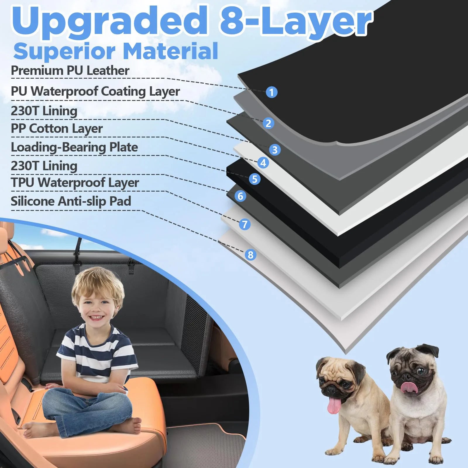 Hard Bottom Car Seat Cover for Dogs