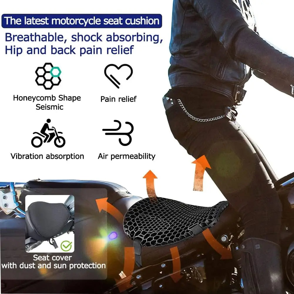 Moto 3D Honeycomb Shock Cushion - Advanced Shock Relief Seat Cushion